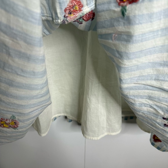 Sézane Saphir Mini Dress Floral Embroidery Blue White Striped US 6 NWT - Picture 6 of 14